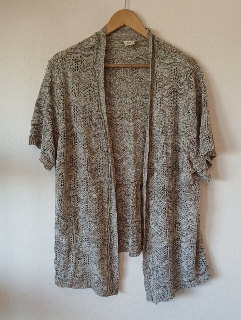 Faded Glory Brown Mottled Short Sleeve Cardigan Plus Size 4X